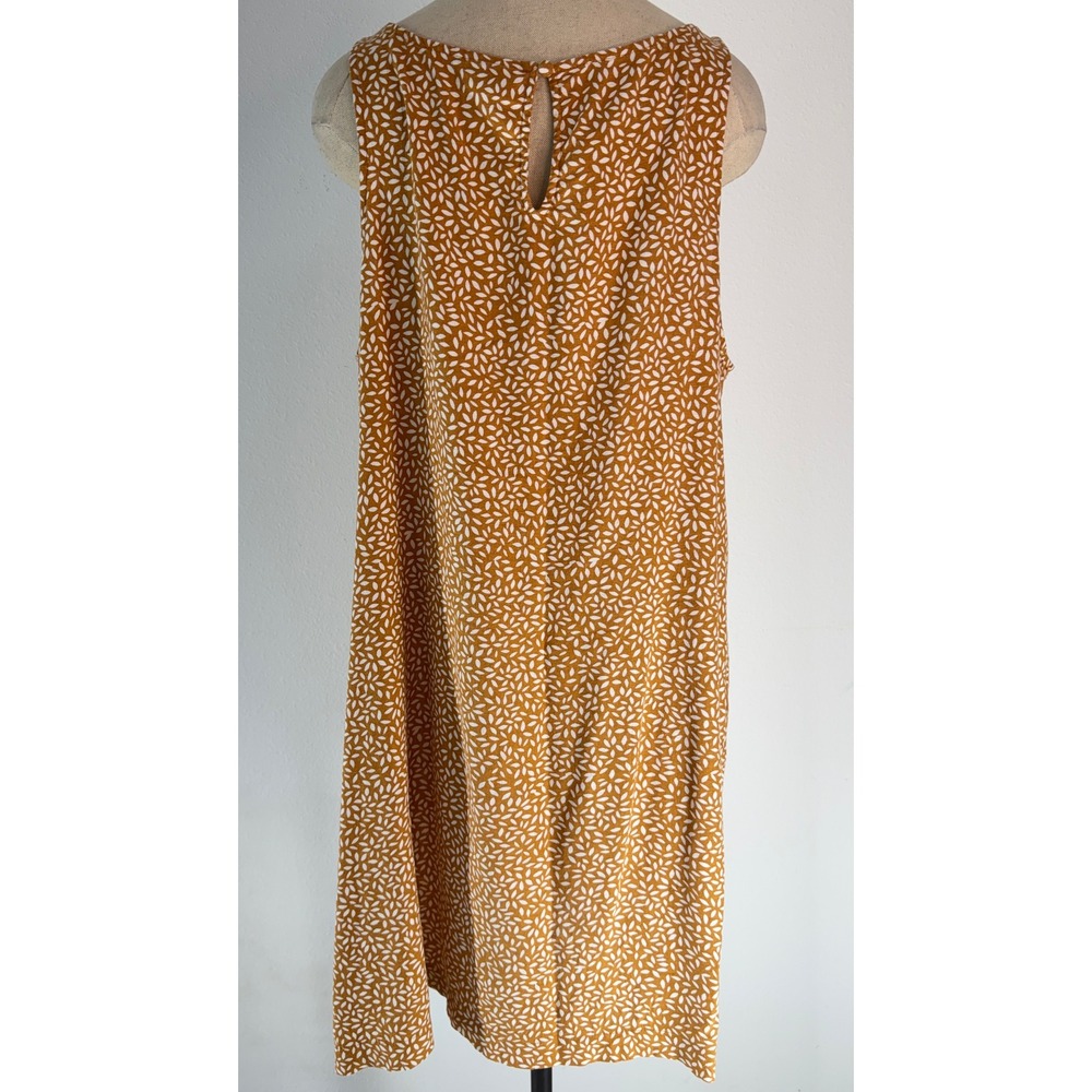Ava & Viv Linen Blend Shift Dress Boho Golden Yellow Floral Speckled Pockets XXL - Picture 2 of 9